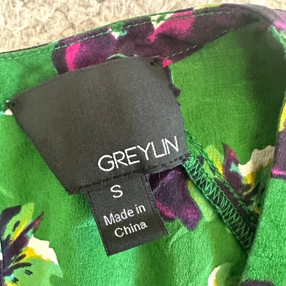 GREYLIN Silk Dress Floral Button Front Lined - Picture 5 of 16